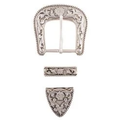 Western Floral Buckle Loop & Tip Set, 1-1/2"