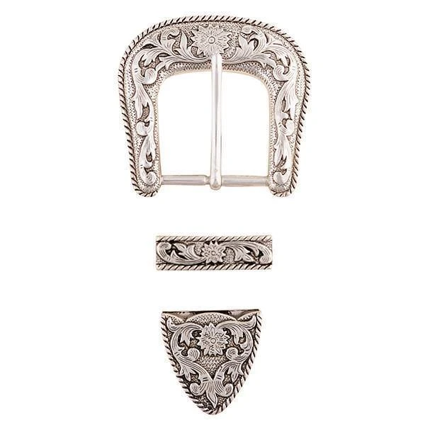 Western Floral Buckle Loop & Tip Set, 1-1/2" - Image 3