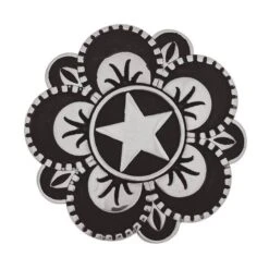 Jeremiah Watt Brand Floral Star Concho, 1-1/2" With Loop