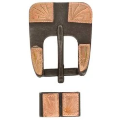 #1861 Square Heel Buckle & Loop Set, Buffed Brown Steel, 5/8"