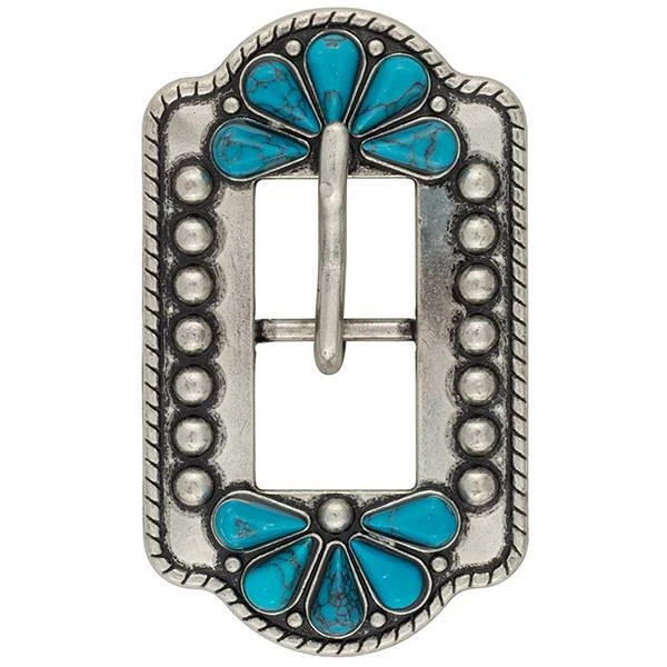 Turquoise Flower Center Bar Buckle